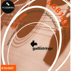 Струны для акустической гитары Gallistrings AGB1047 (.010-.47), ProCoated, EXTRA LIGHT, Bronze
