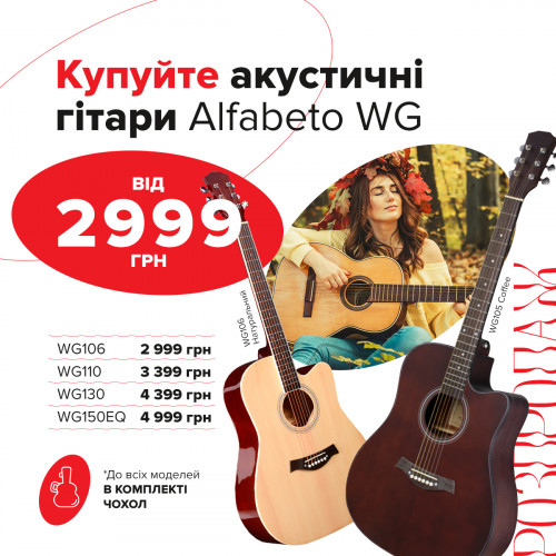 Alfabeto WG Series acoustic guitars are available at an incredible discount!