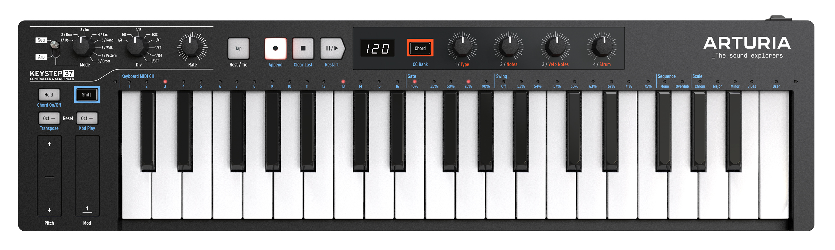 MIDI-keyboard Arturia KeyStep 37 Black Edition with cables