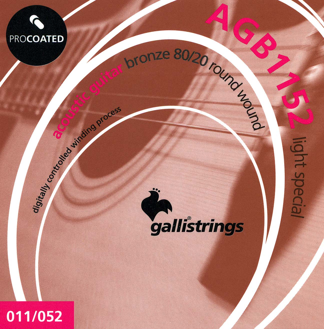 Струни для акустичної гітари Gallistrings AGB1152 (.011-.052), ProCoated, LIGHT SPECIAL, Bronze