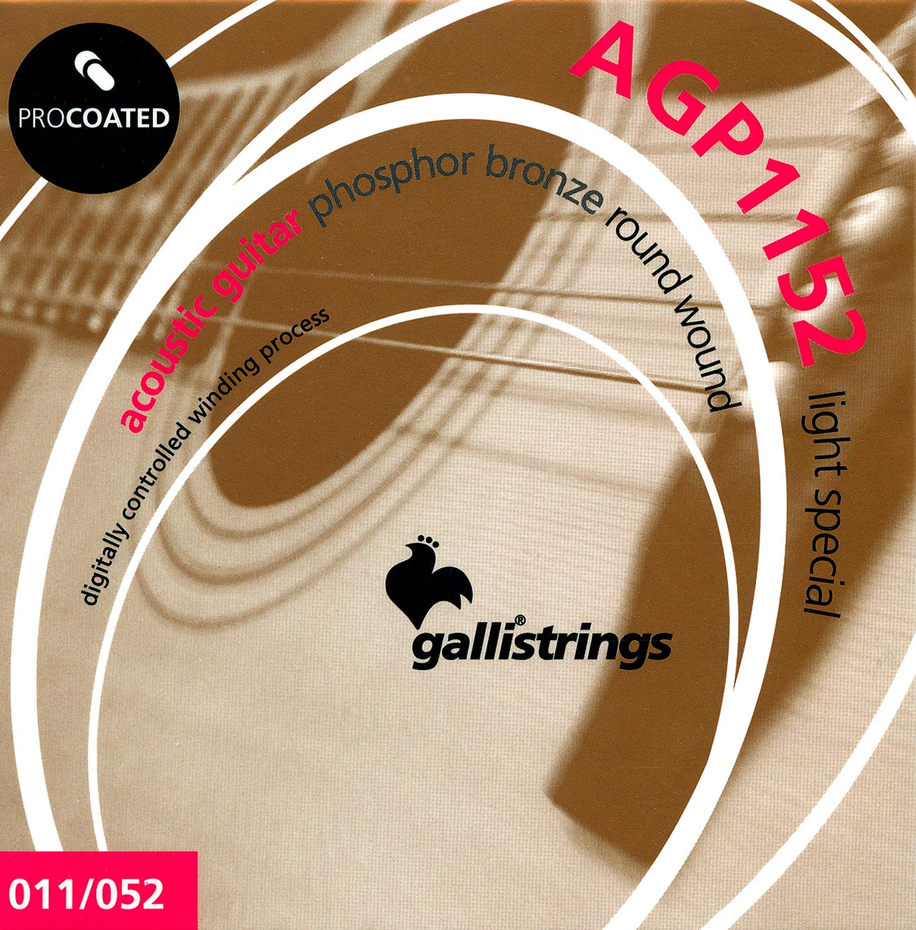 Струни для акустичної гітари Gallistrings AGP1152 (.011-.052), ProCoated, LIGHT SPECIAL, Phosphor Bronze