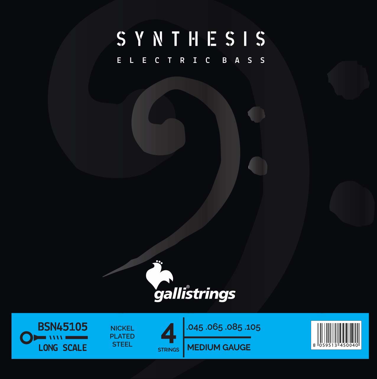 Струни для бас-гітари Gallistrings BSN45105 (.045-.105), Synthesis, MEDIUM, Nickel