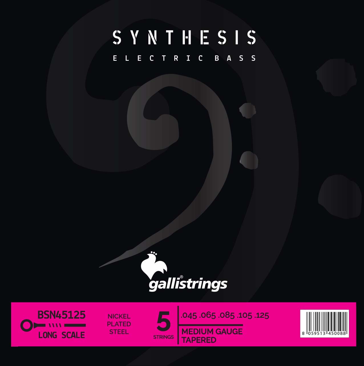 Струни для бас-гітари Gallistrings BSN45125 (.045-.125), Synthesis, MEDIUM TAPERED, Nickel