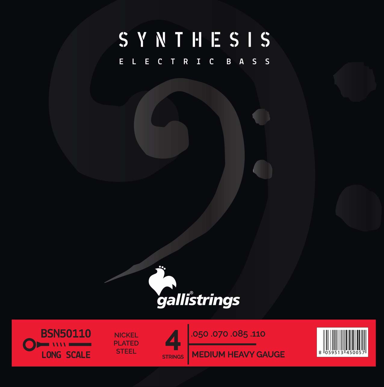 Струни для бас-гітари Gallistrings BSN50110 (.050-.110), Synthesis, MEDIUM HEAVY, Nickel