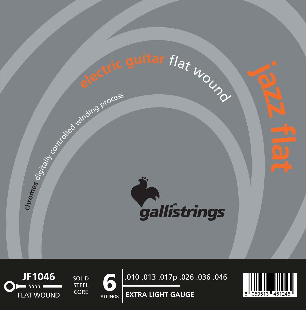 Струни для електрогітари Gallistrings JF1046 (.010-.046), Jazz Flat, EXTRA LIGHT, Polished Steel