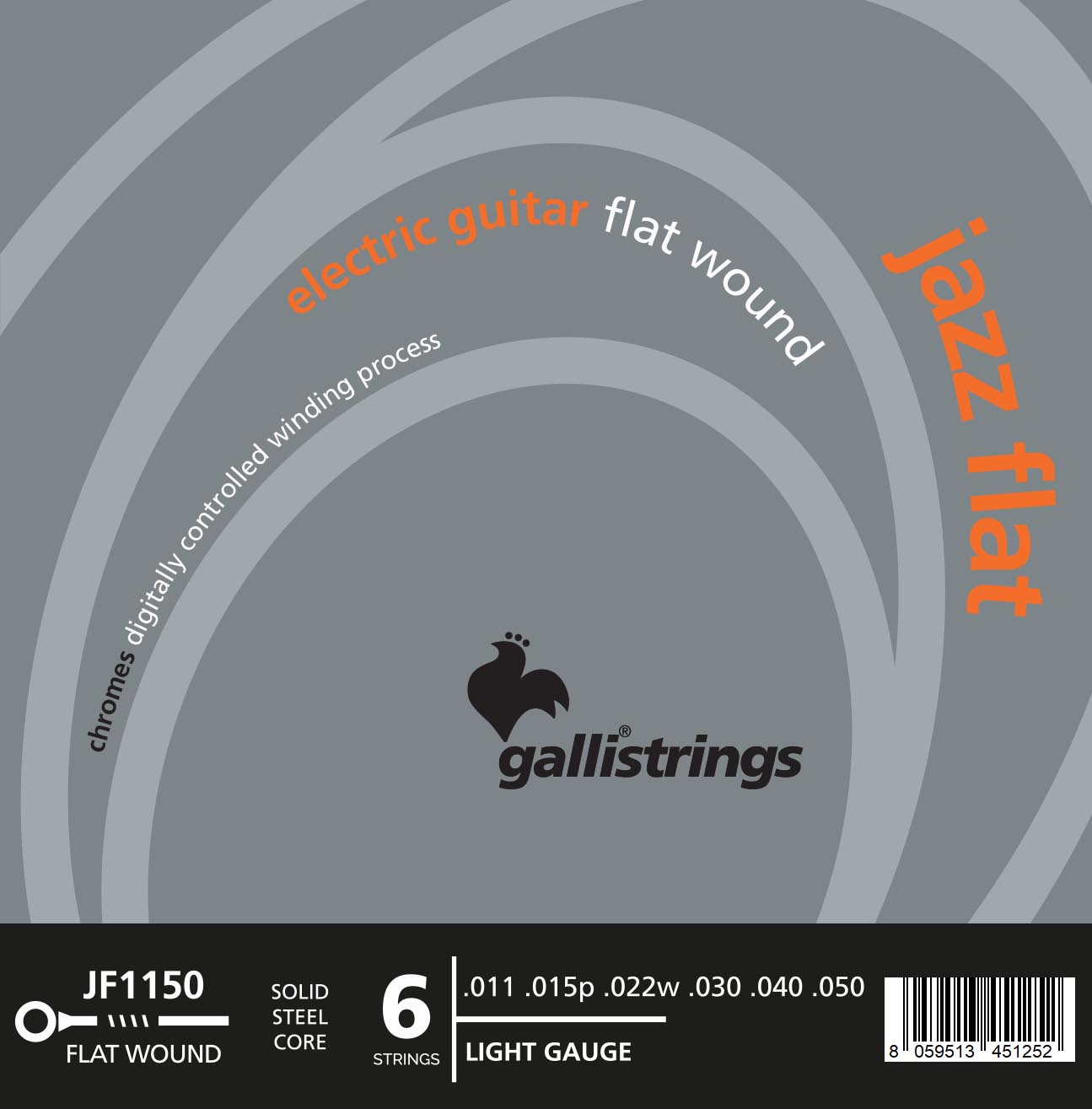 Струни для електрогітари Gallistrings JF1150 (.011-.050), Jazz Flat, LIGHT, Polished Steel