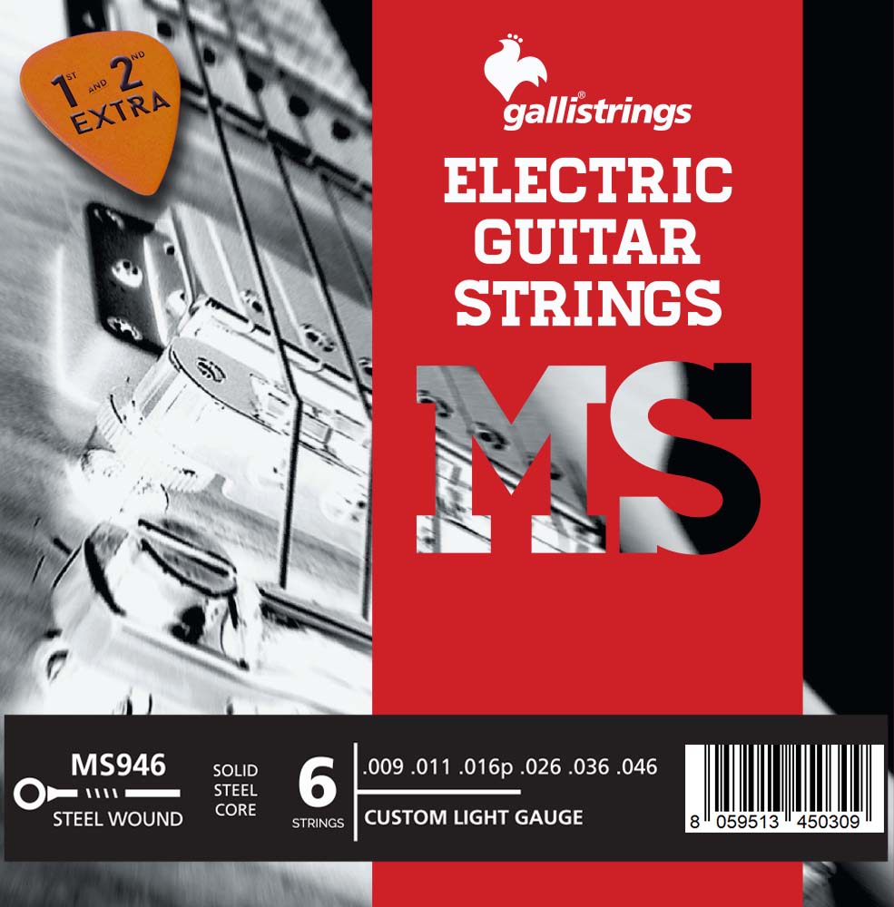 Струни для електрогітари Gallistrings MS946 (.009-.046), CUSTOM LIGHT, Steel