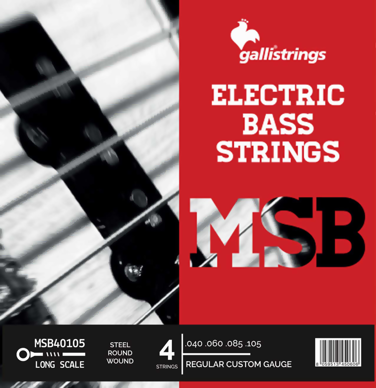 Струни для бас-гітари Gallistrings MSB40105 (.040-.105), REGULAR CUSTOM, Steel
