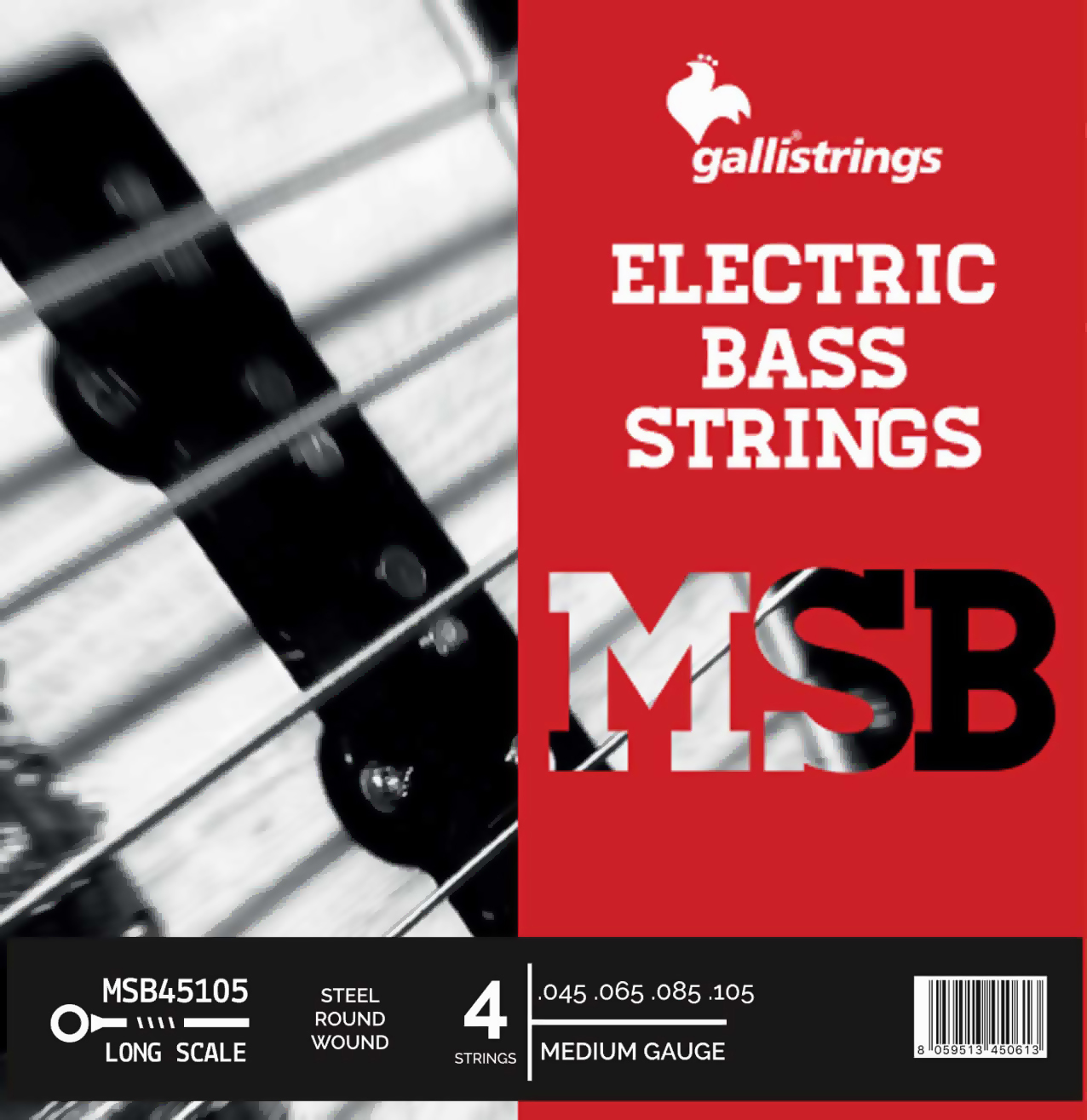 Струни для бас-гітари Gallistrings MSB45105 (.045-.105), MEDIUM, Steel