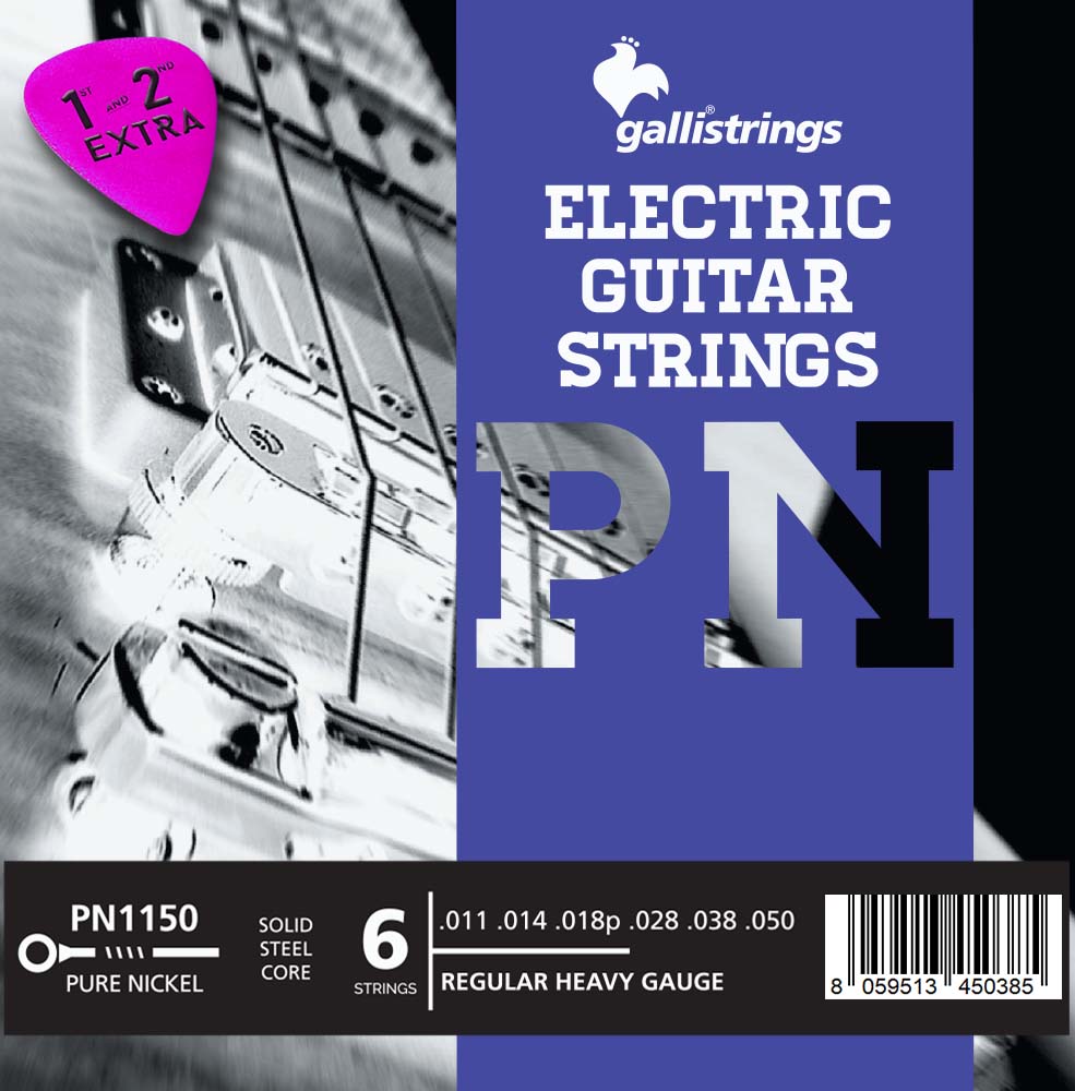 Струни для електрогітари Gallistrings PN1150 (.011-.050), REGULAR HEAVY, Pure Nickel