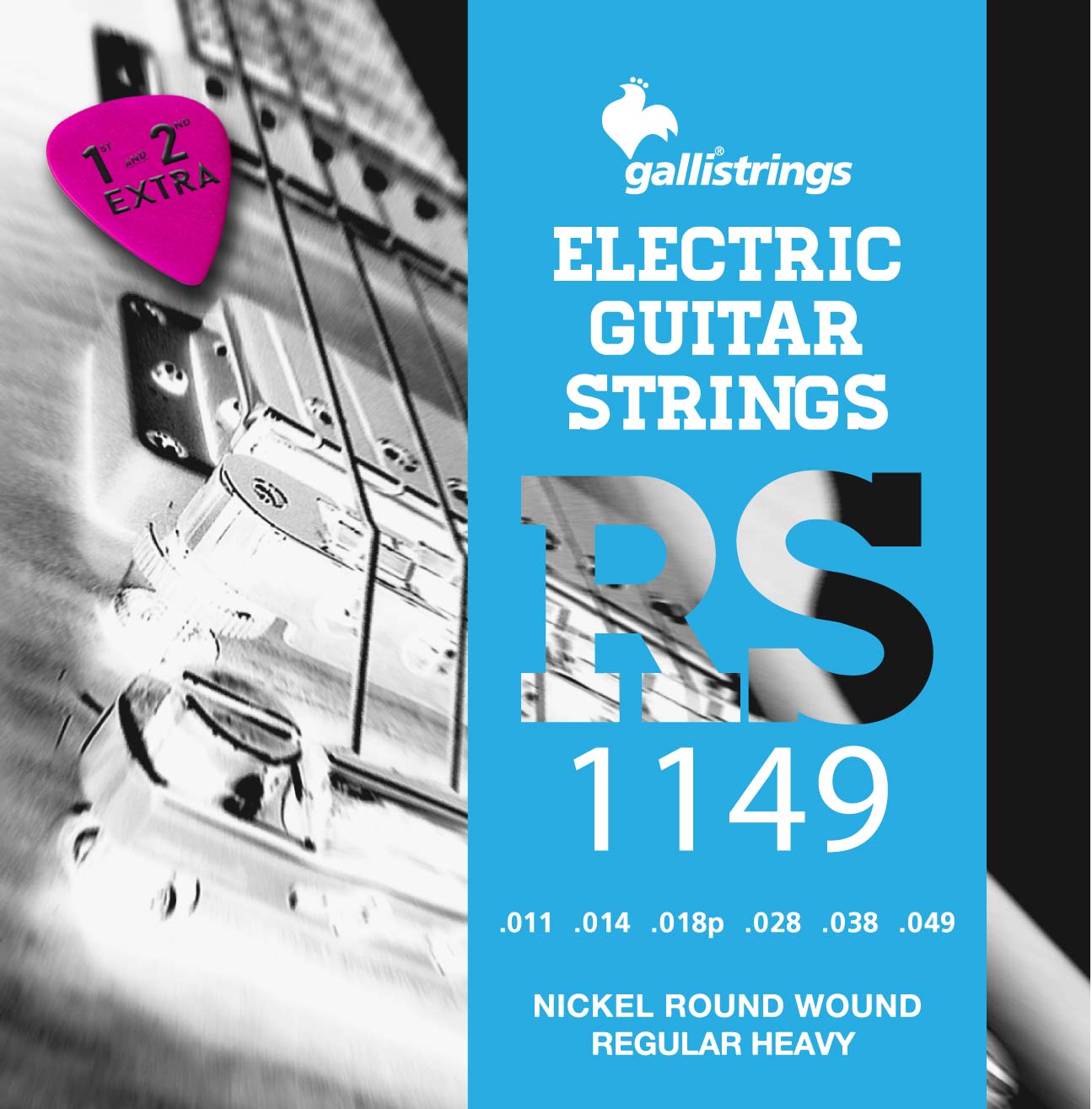 Струни для електрогітари Gallistrings RS1149 (.011-.049), REGULAR HEAVY, Nickel