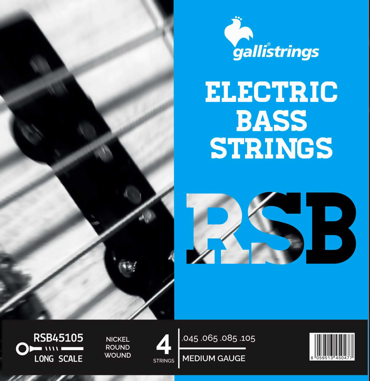Струни для бас-гітари Gallistrings RSB45105 (.045-.105), MEDIUM, Nickel