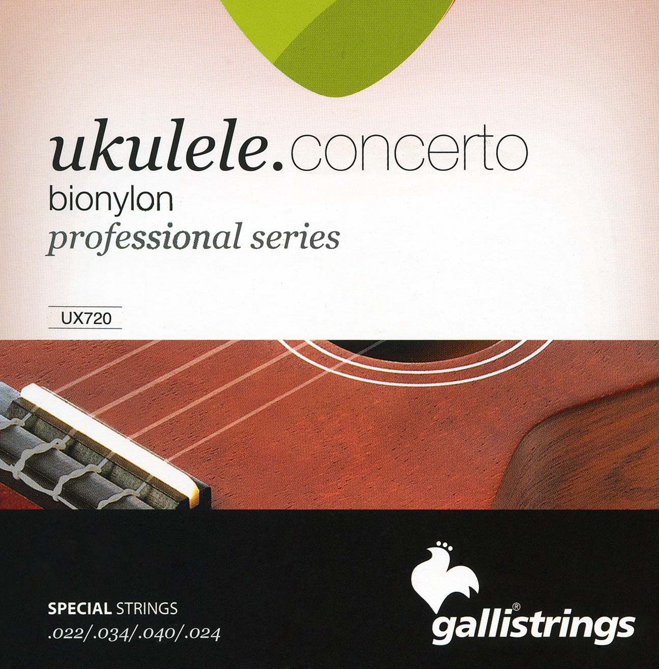 Струни для укулеле Gallistrings UX720 (.022-.040), Concerto, Bionylon