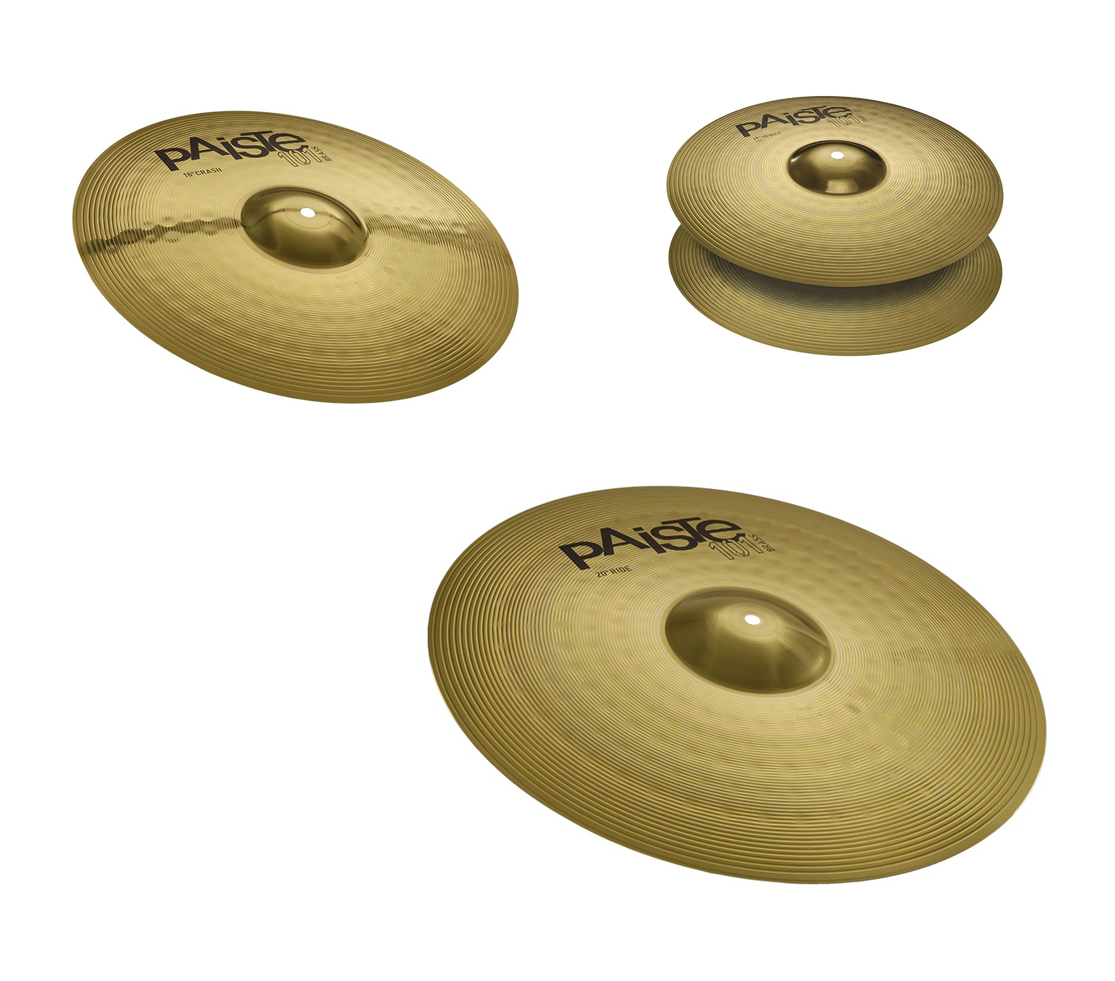 Набір тарілок для барабанів Paiste 101 Brass Universal Set (14" Hi-Hat, 16" Crash, 20" Ride)