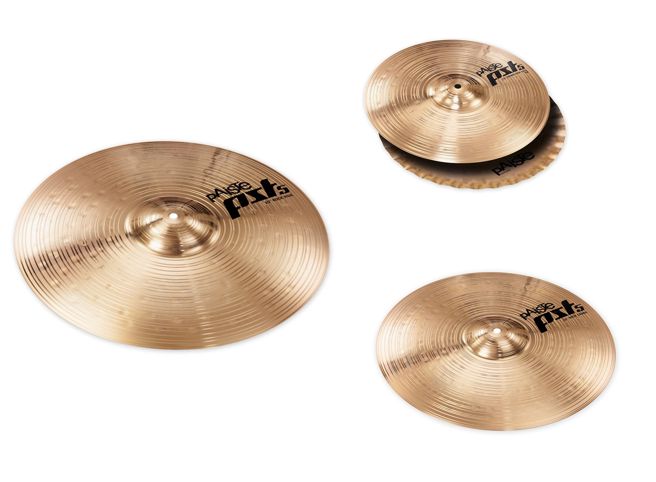 Набір тарілок для барабанів Paiste PST 5 Rock Set (14" Hi-Hat, 16" Crash, 20" Ride)