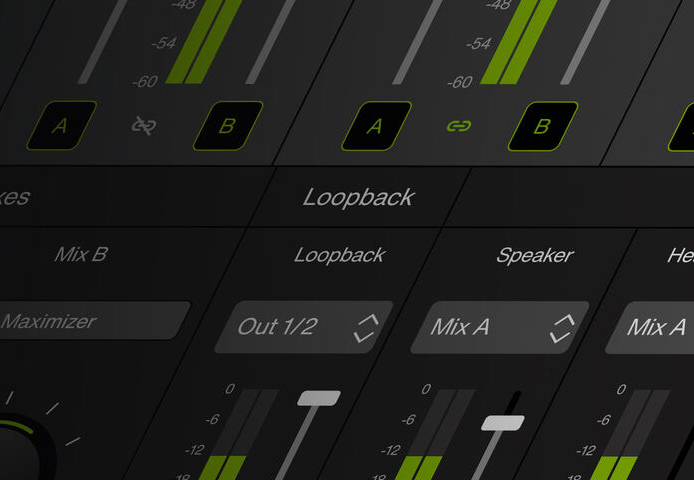 CONTROL CENTER: Loopback, mixing, and routing